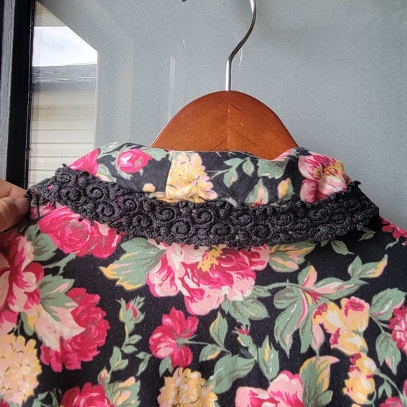 Vintage Robe Floral Print Victoria's Secret Cotton Belt P/S Long Wrap Pockets - Picture 15 of 16